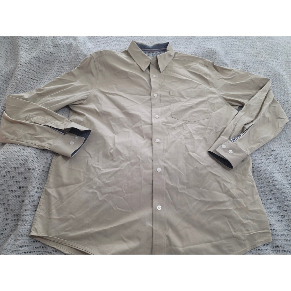 Cody James Mens Tan Khaki Long Sleeve Western Button Down Shirt Size L